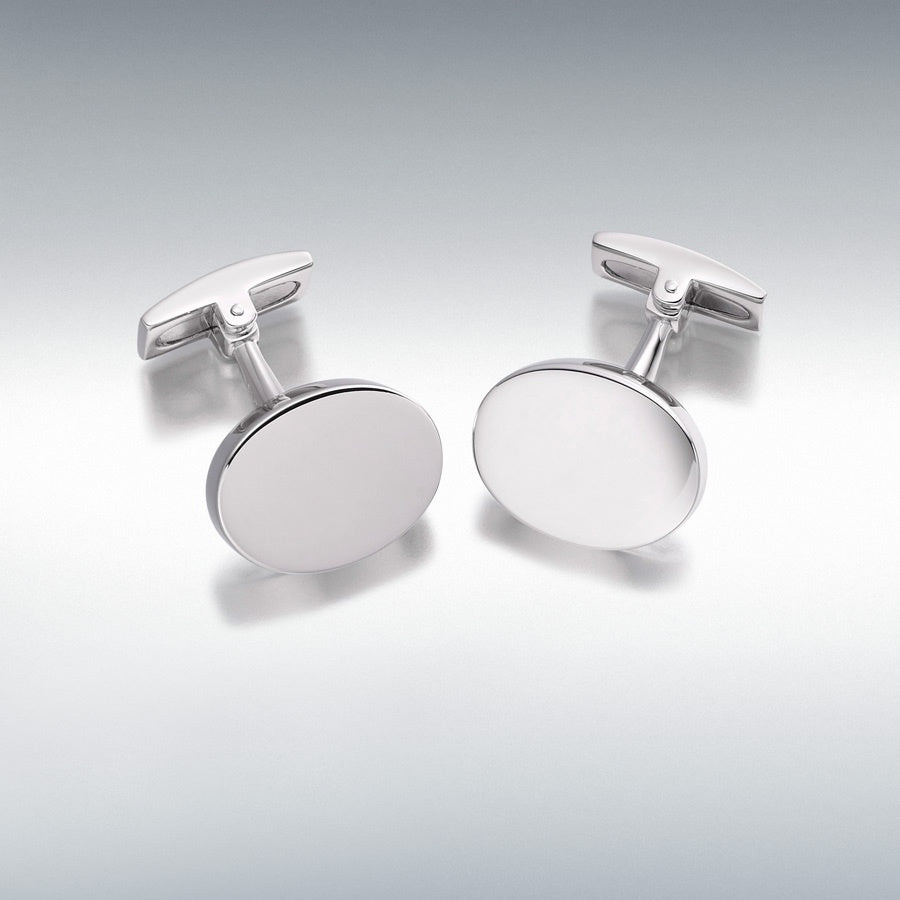 Sterling Silver Oval Cufflinks - 1121