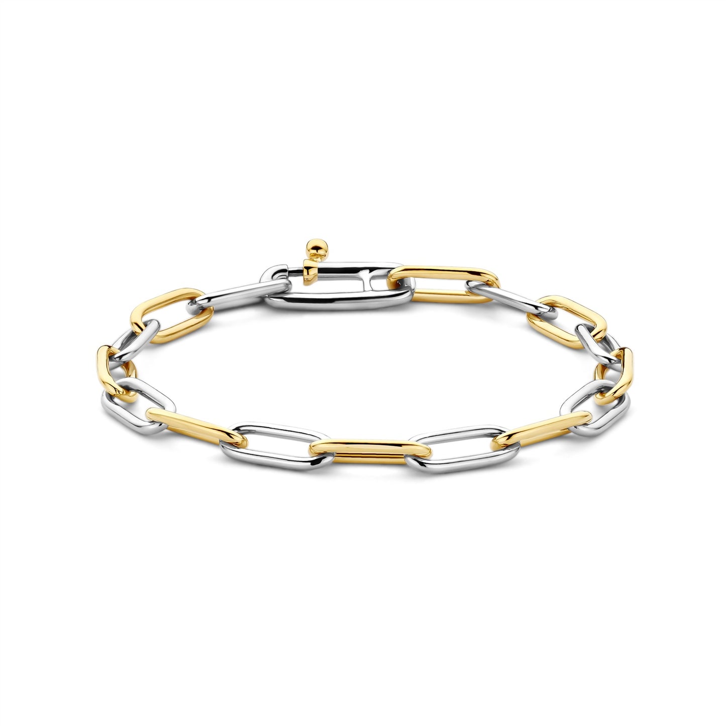 Ti Sento Silver 2 Tone Paperlink Chain Bracelet 2936BI