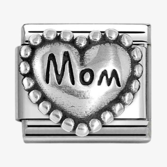 NOMINATION CLASSIC Silvershine Silver Beaded Heart Mom Charm 330101-79