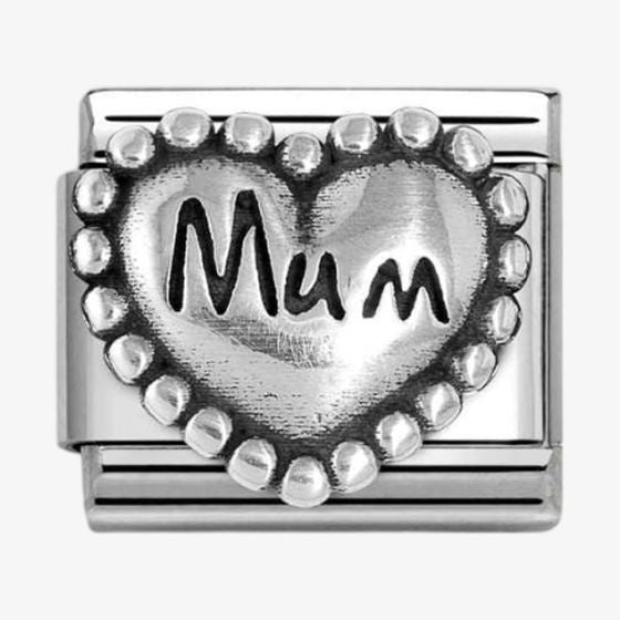 NOMINATION CLASSIC Silvershine Silver Beaded Heart Mum Charm 330101-80