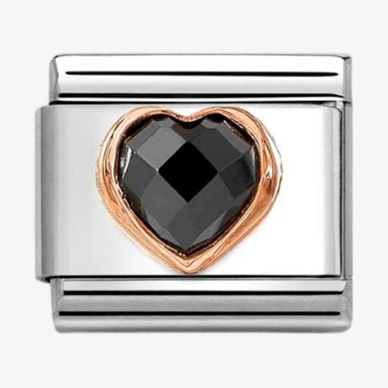 NOMINATION CLASSIC Rose Gold Cubic Zirconia Black Heart Charm 430607-011