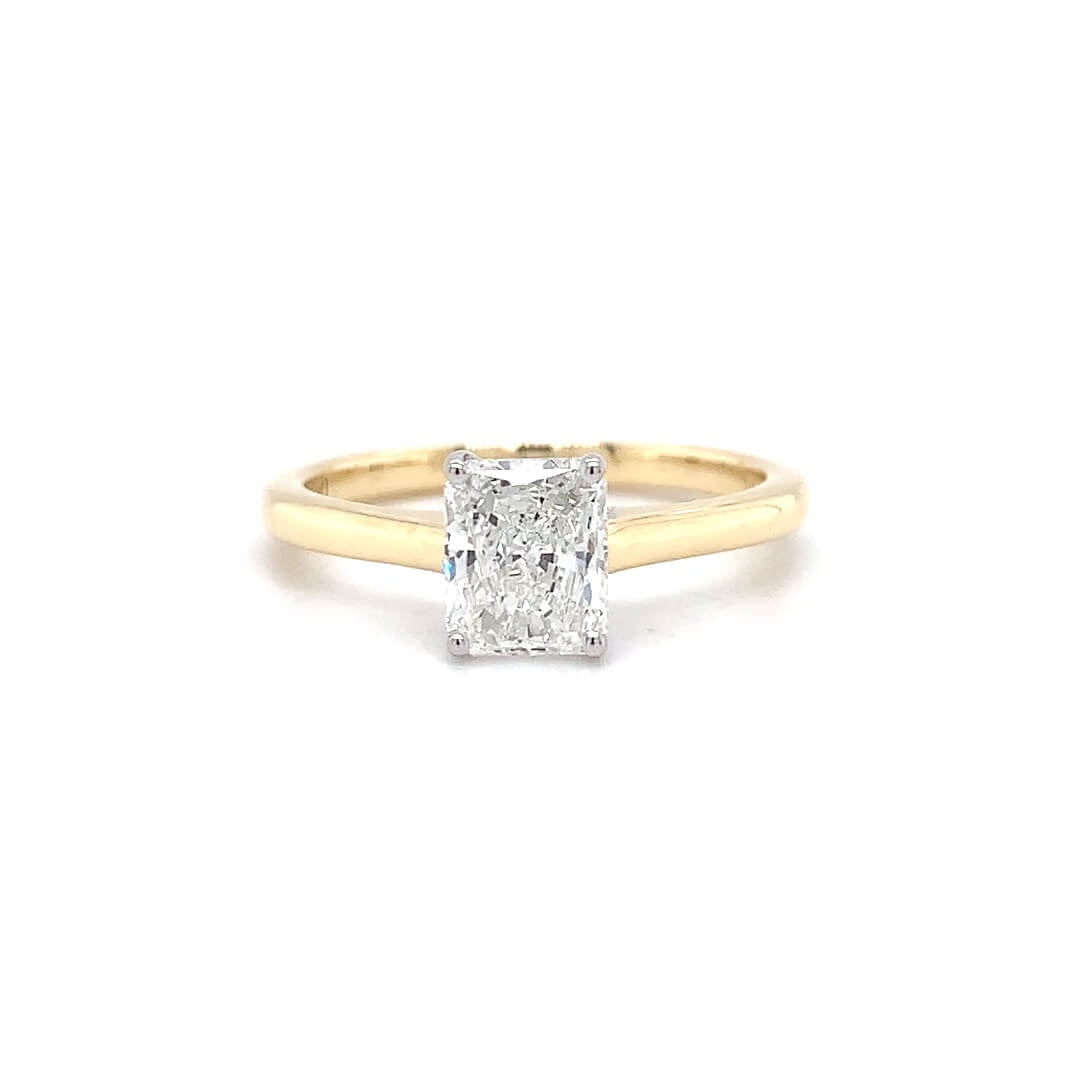 18ct Gold & Platinum Radiant Cut Diamond Solitaire 0.60ct E SI1