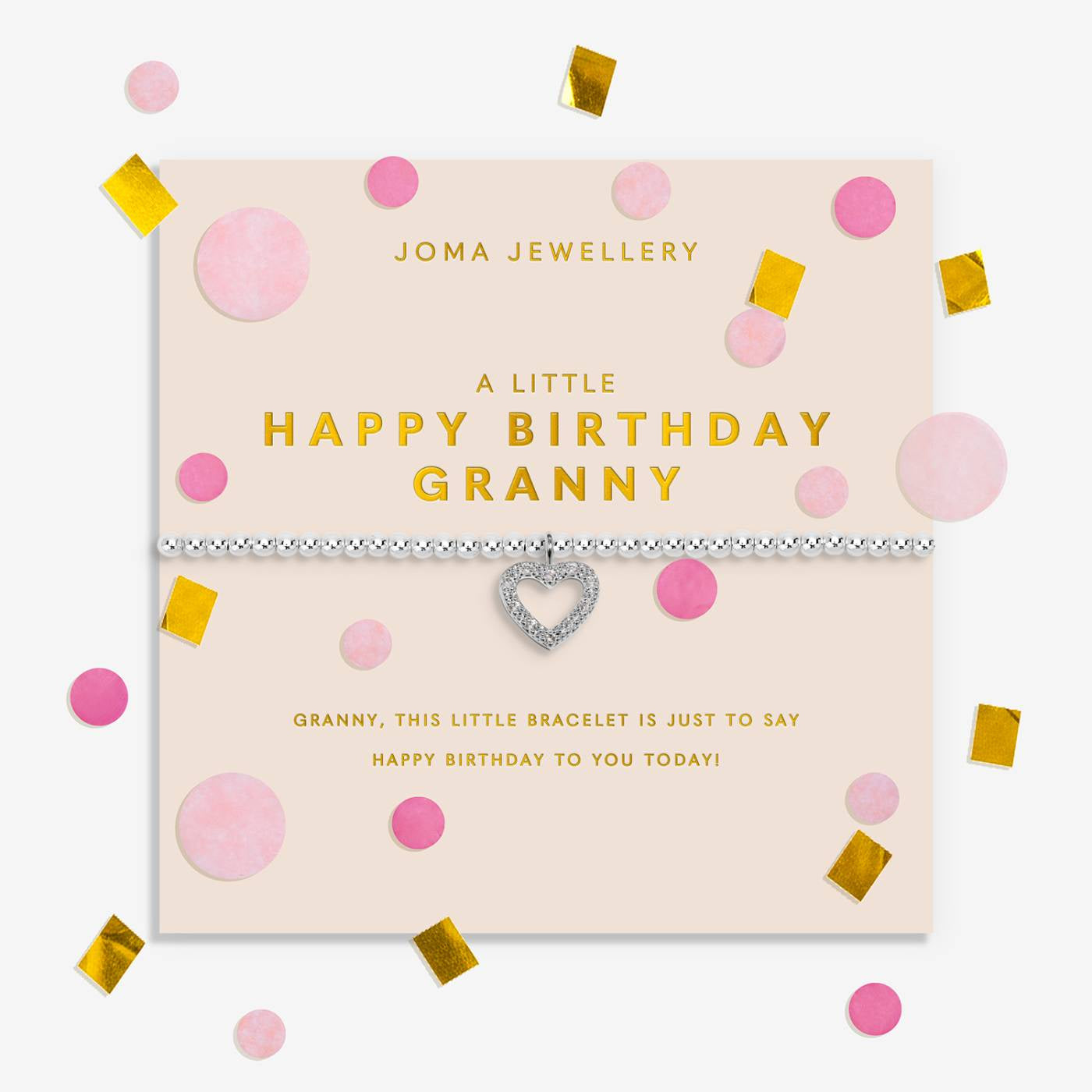 Joma Confetti A Little 'Happy Birthday Granny' Bracelet In Silver Plating 10308