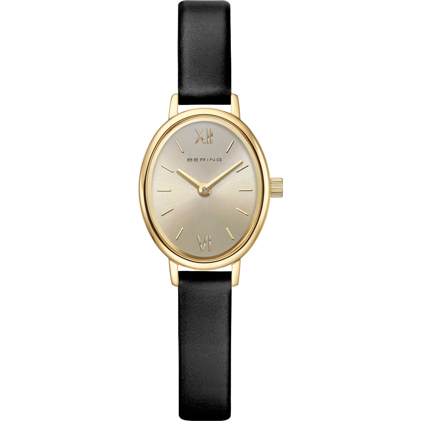Bering Gold Oval Dial Black Strap Watch 11020-433