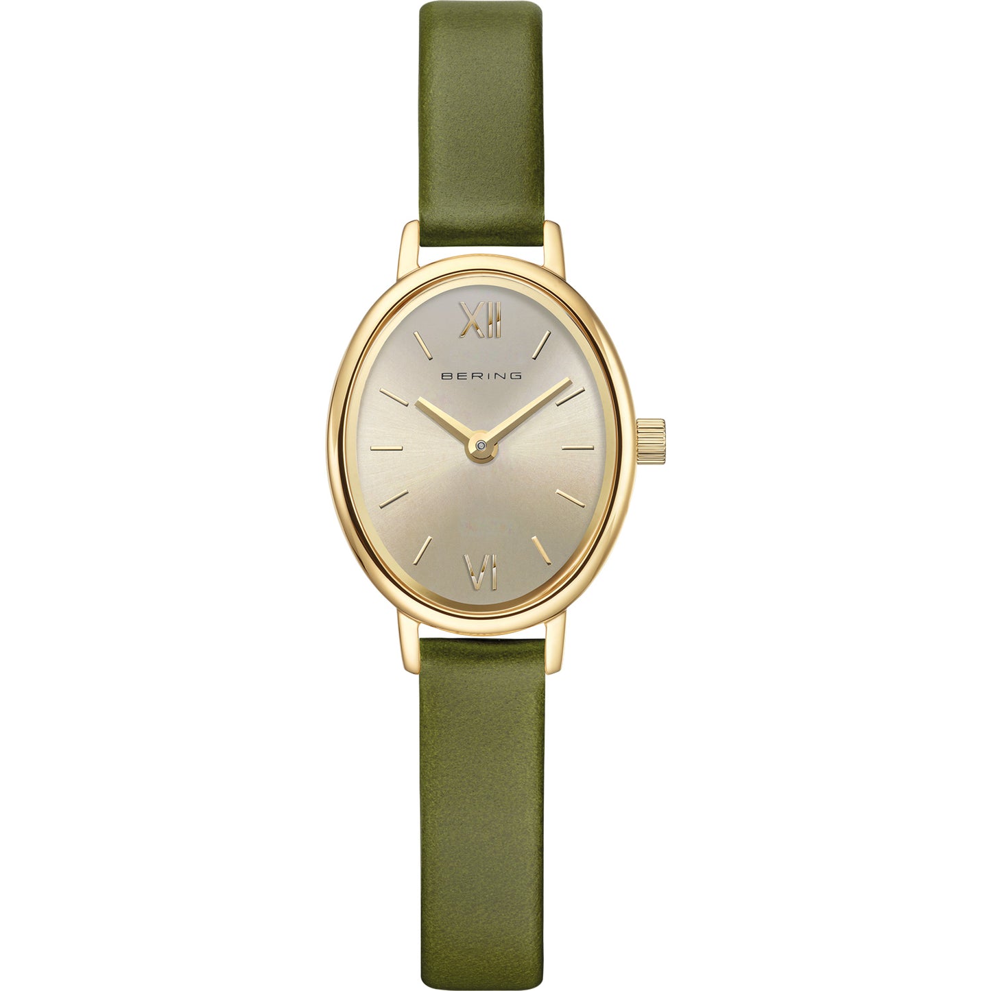 Bering Gold Oval Green Strap Watch 11020-833