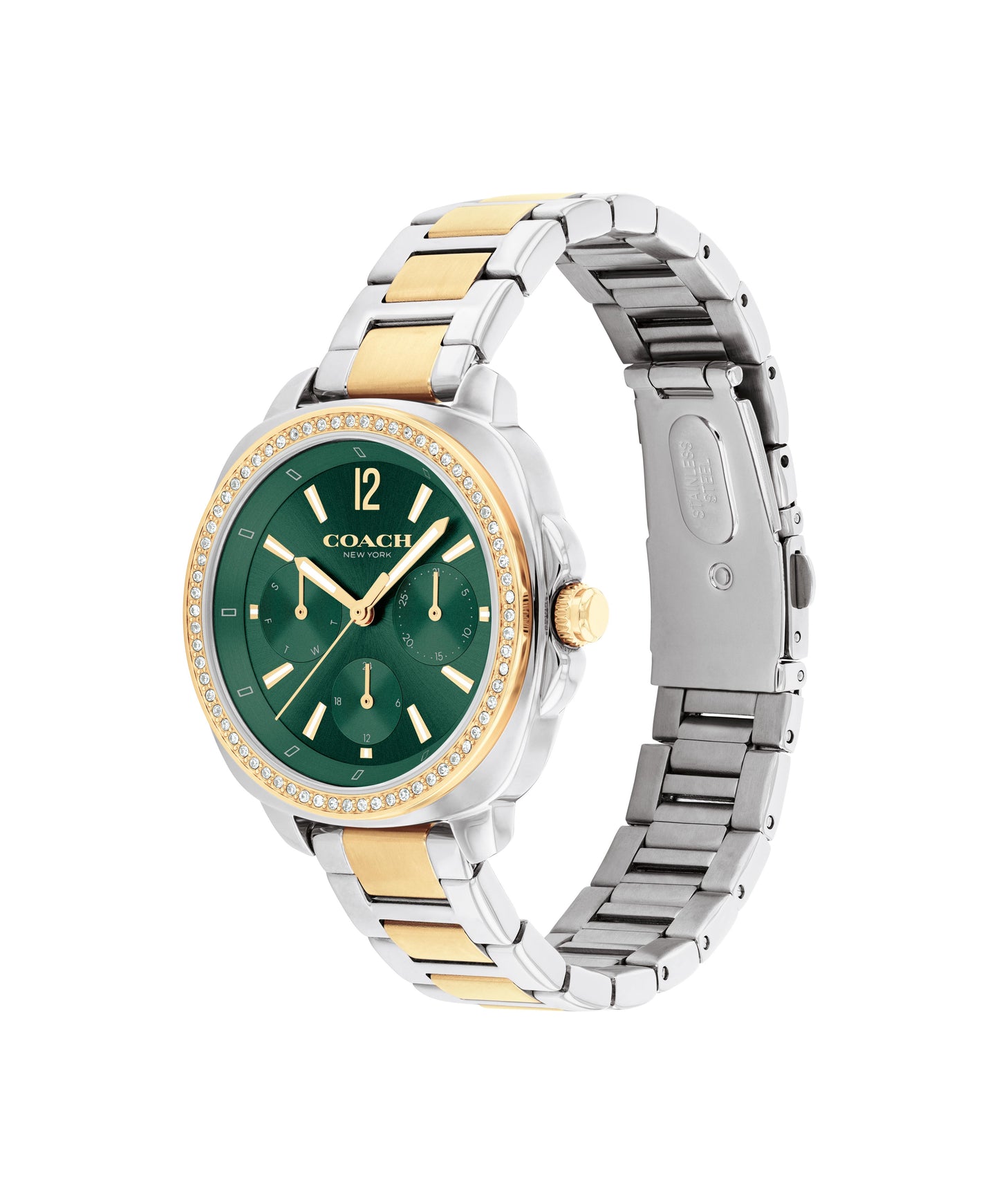 COACH Kitt 34mm Stainless Steel and Yellow Gold Tone Crystal Ladies Watch 14504394