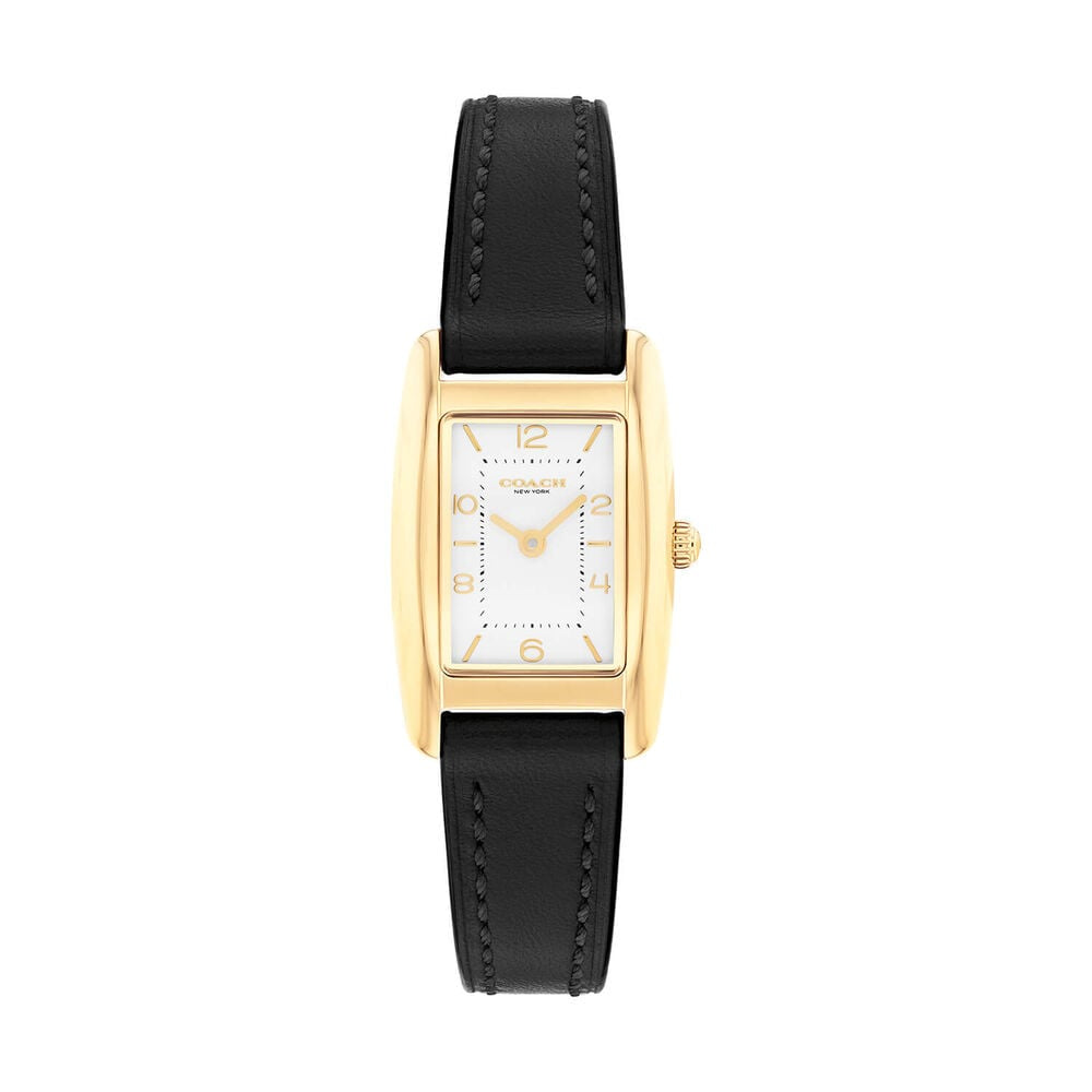 COACH Reese White Dial Black Leather Strap 14504647