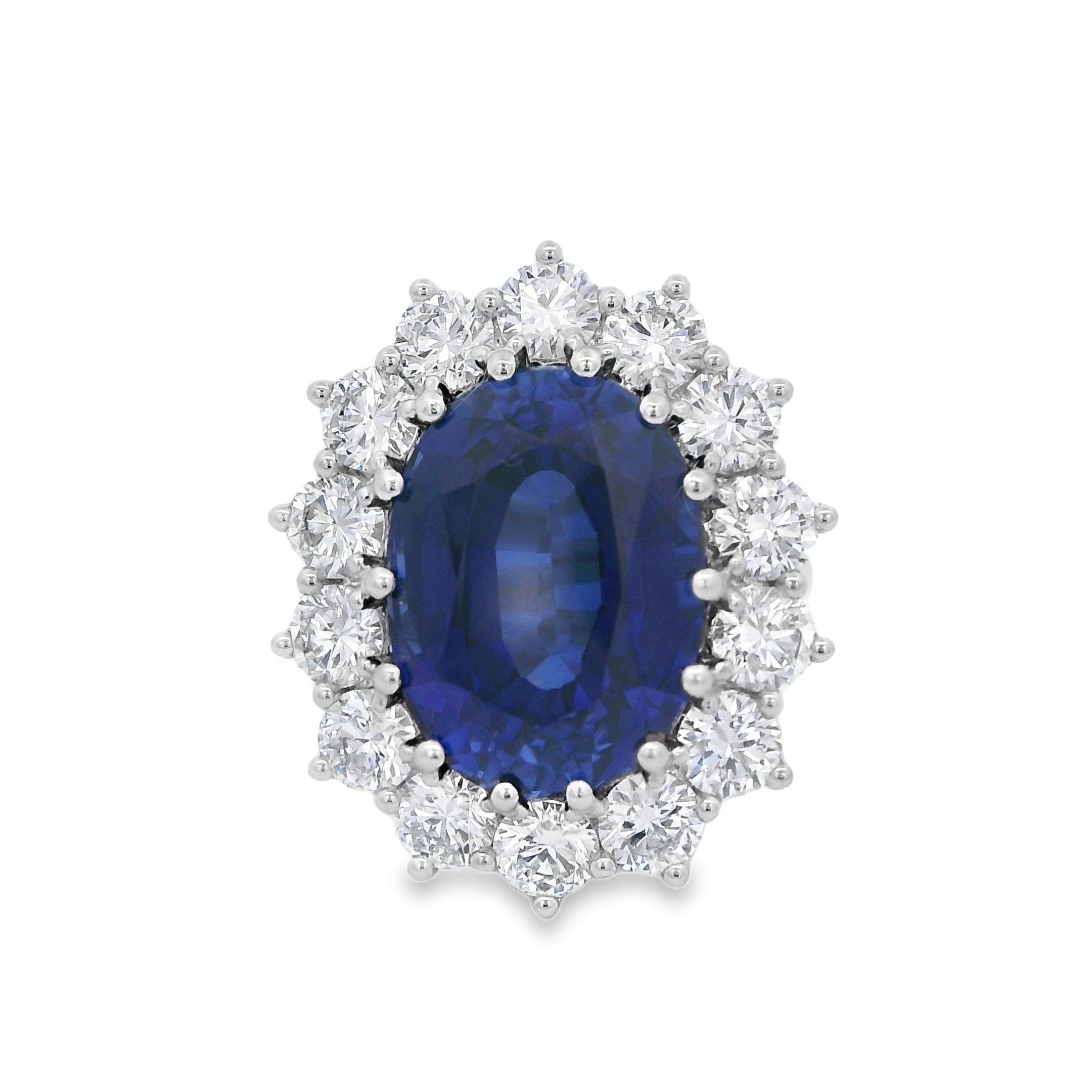 18ct Gold Lab Grown Sapphire & Diamond Cluster Ring