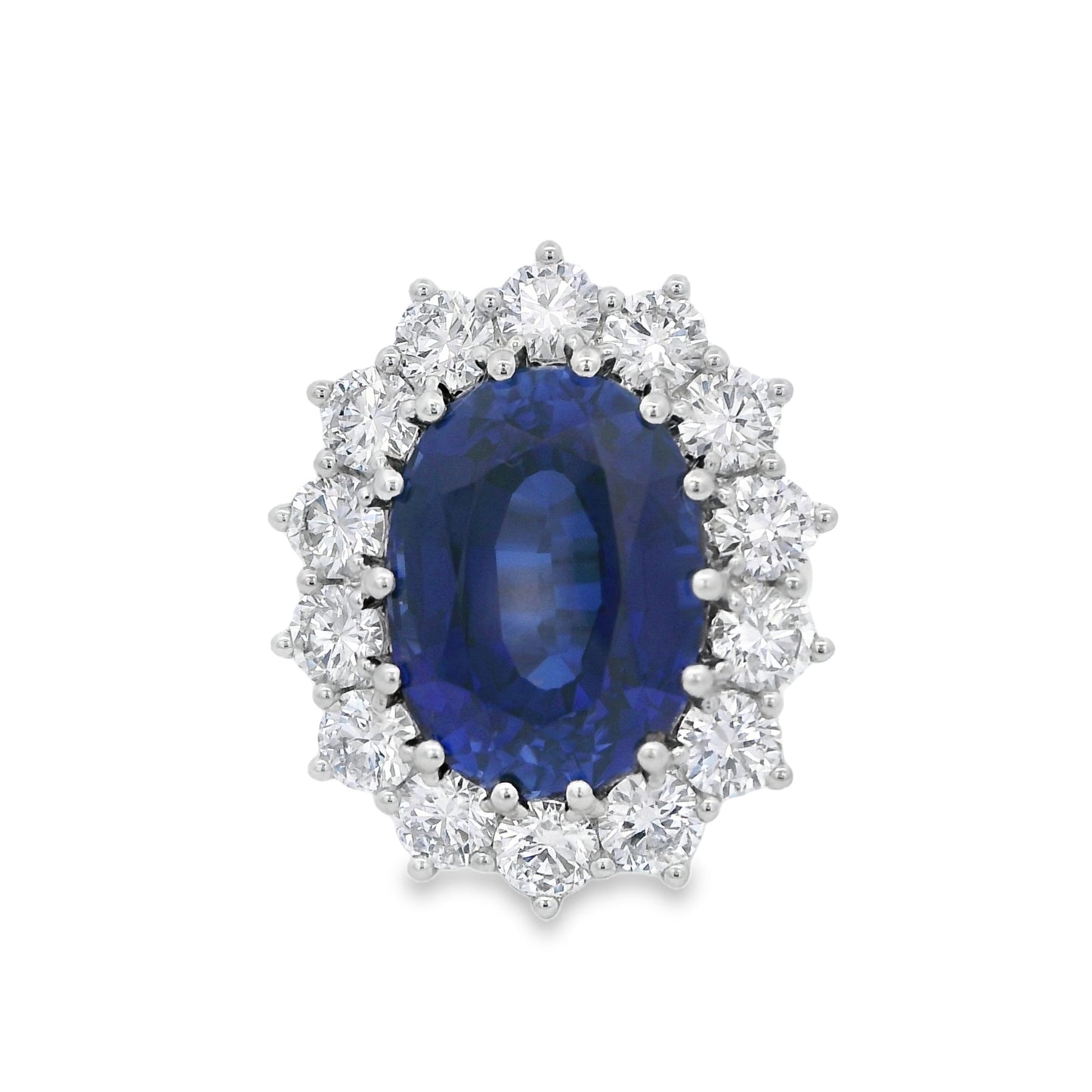 18ct Gold Lab Grown Sapphire & Diamond Cluster Ring