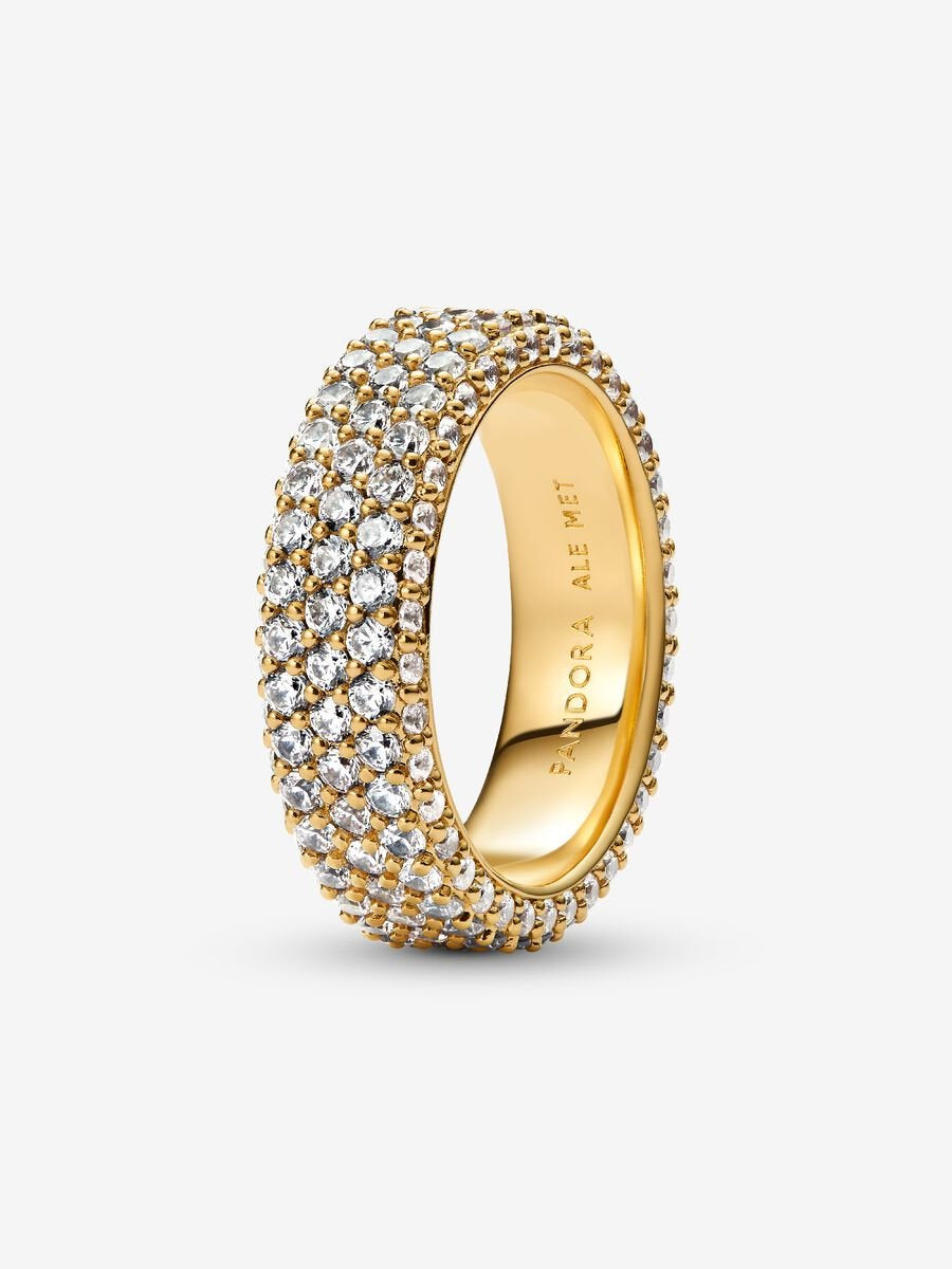 PANDORA Timeless Pavé Triple-row Ring 14k gold plating 162634C01