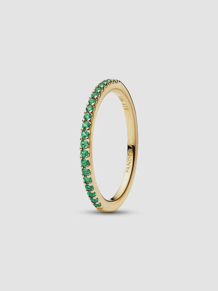 PANDORA Sparkling Green Half-Eternity Band Ring 14k gold plating 162999C03