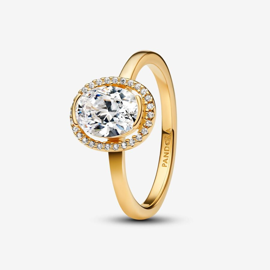 PANDORA Oval Sparkling Halo Ring gold plated 163802C01