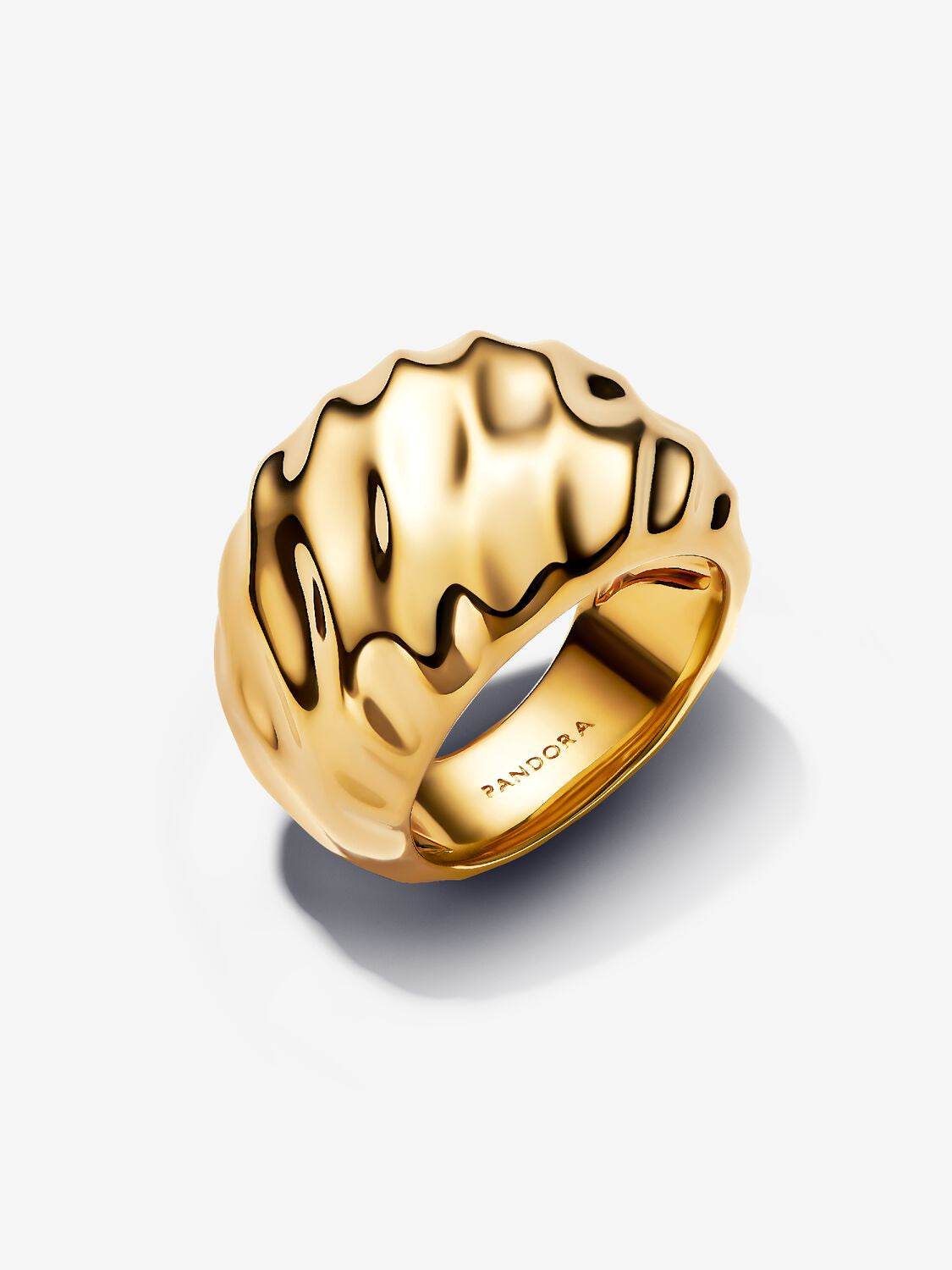 PANDORA Gold Plated Rippled Ring 163884C00