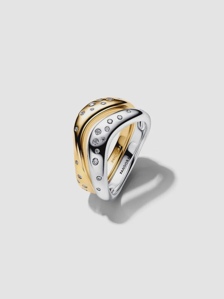 PANDORA Organically Shaped Two-Tone Stacking Rings 164674C01