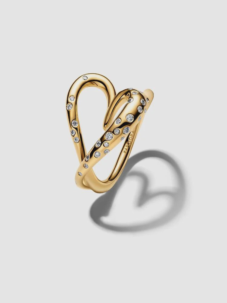 PANDORA Organically Shaped Stone-Set Heart Ring 164675C01