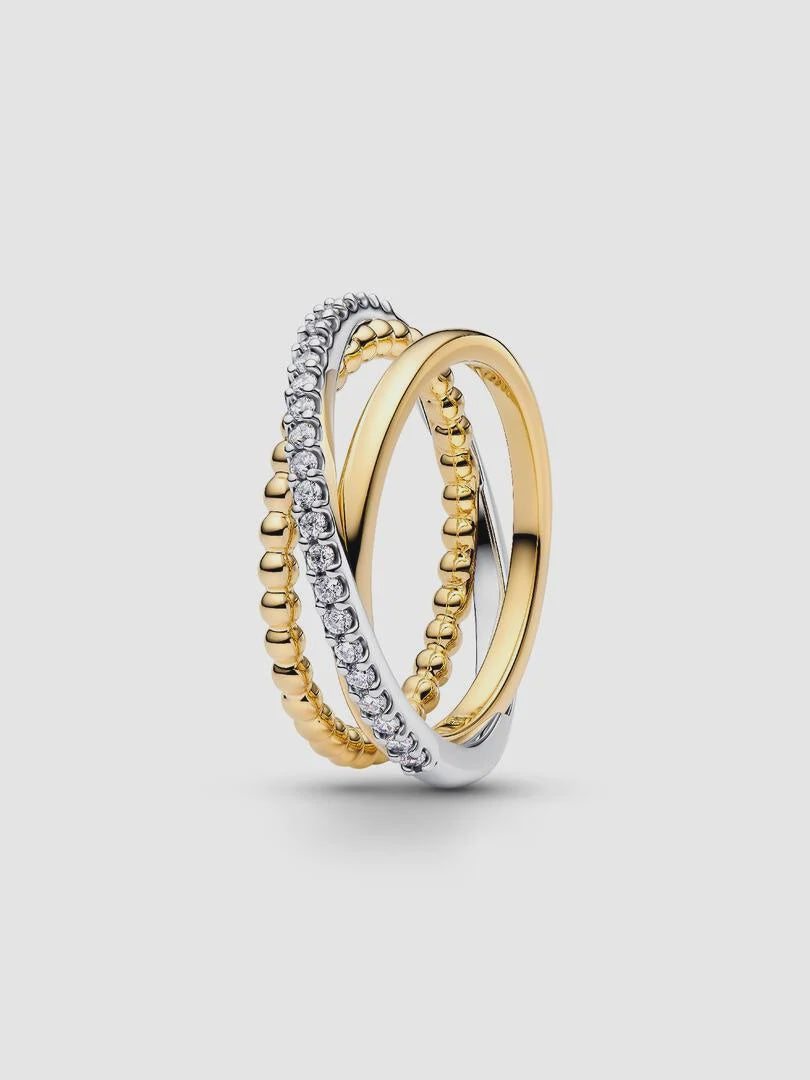 PANDORA Crossover Beads & Pavé Triple Band Ring 164826C01