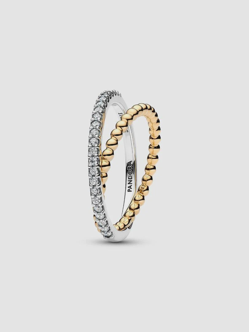 PANDORA Crossover Beads & Pavé Double Band Ring 164827C01