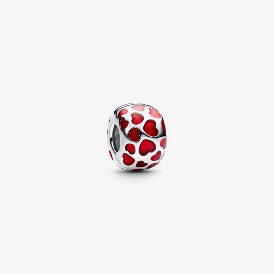 PANDORA Silver Heart Clip with Red 793679C01