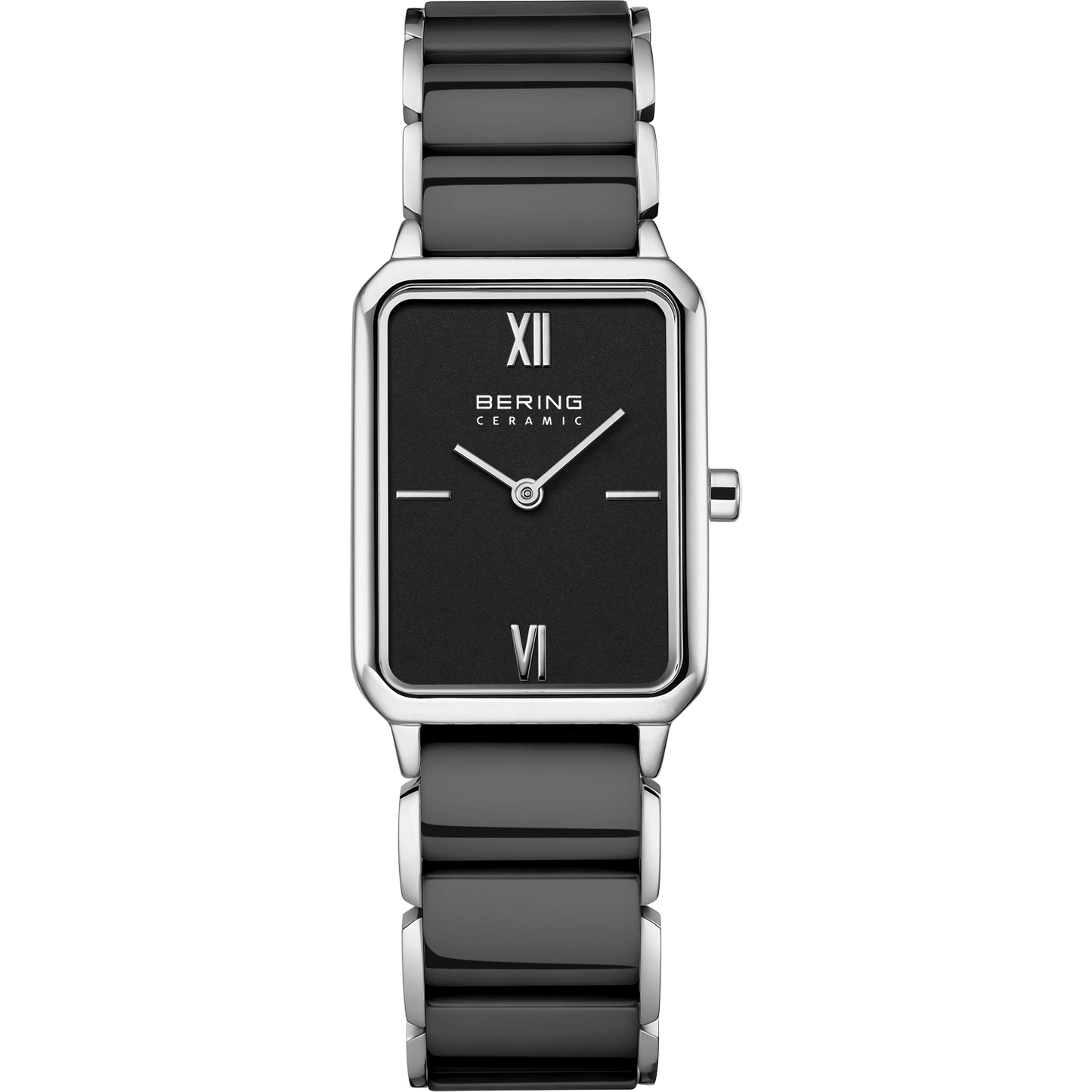 Bering Watch Silver Tone Black Ceramic 17423-742