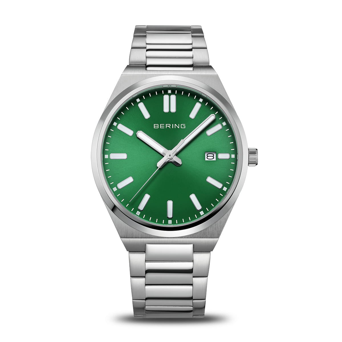 Bering Classic Polished Silver watch with Green Dial 17639-708