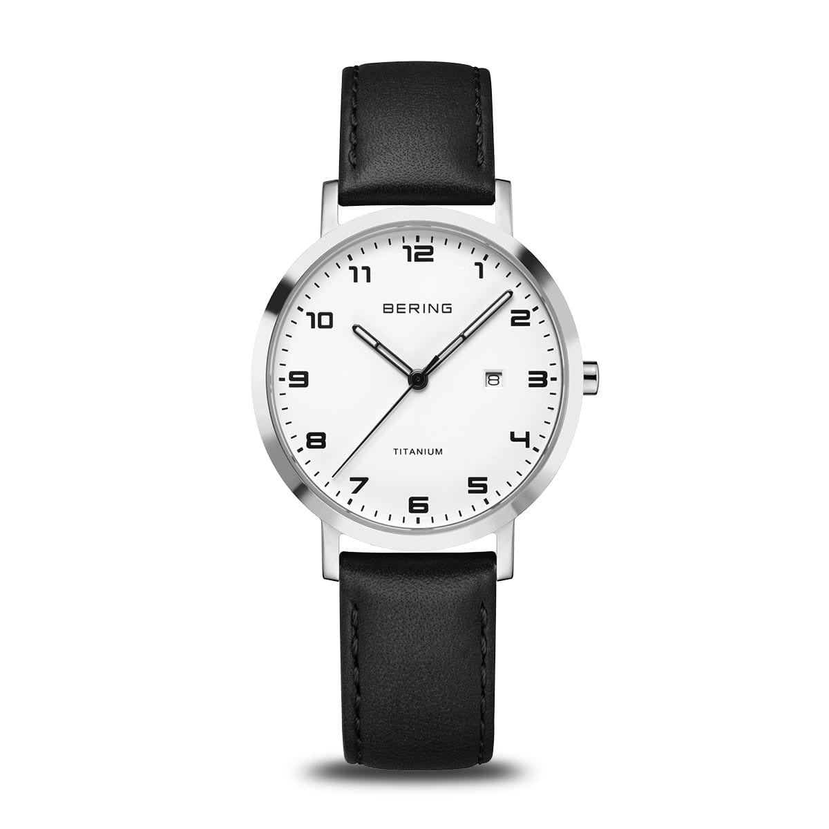 Bering Titanium Watch White Dial Black Strap 18634-404