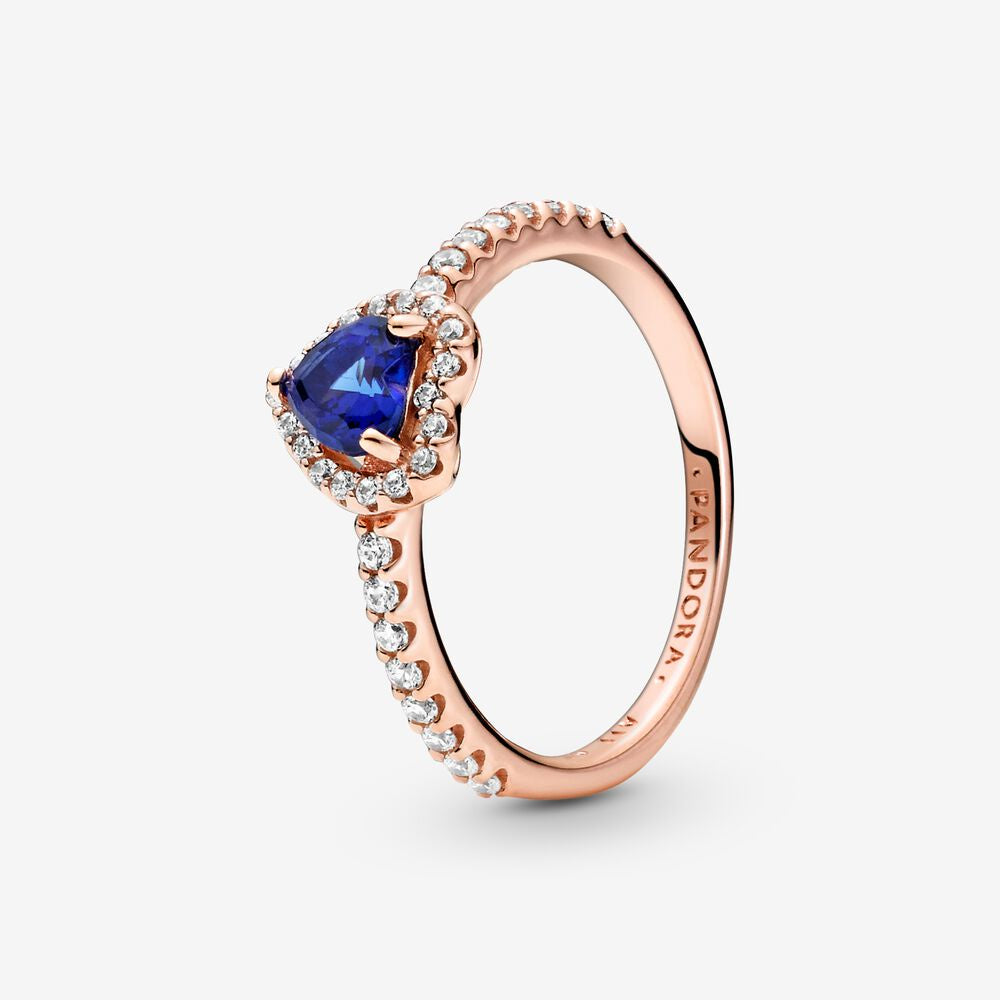 PANDORA Sparkling Blue Elevated Heart Ring 188421C01