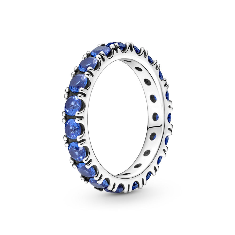 PANDORA Silver Full Eternity Blue CZ Ring 190050C02