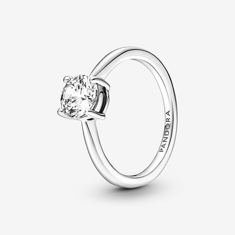 PANDORA Silver Solitaire Ring With Clear CZ 190052C01