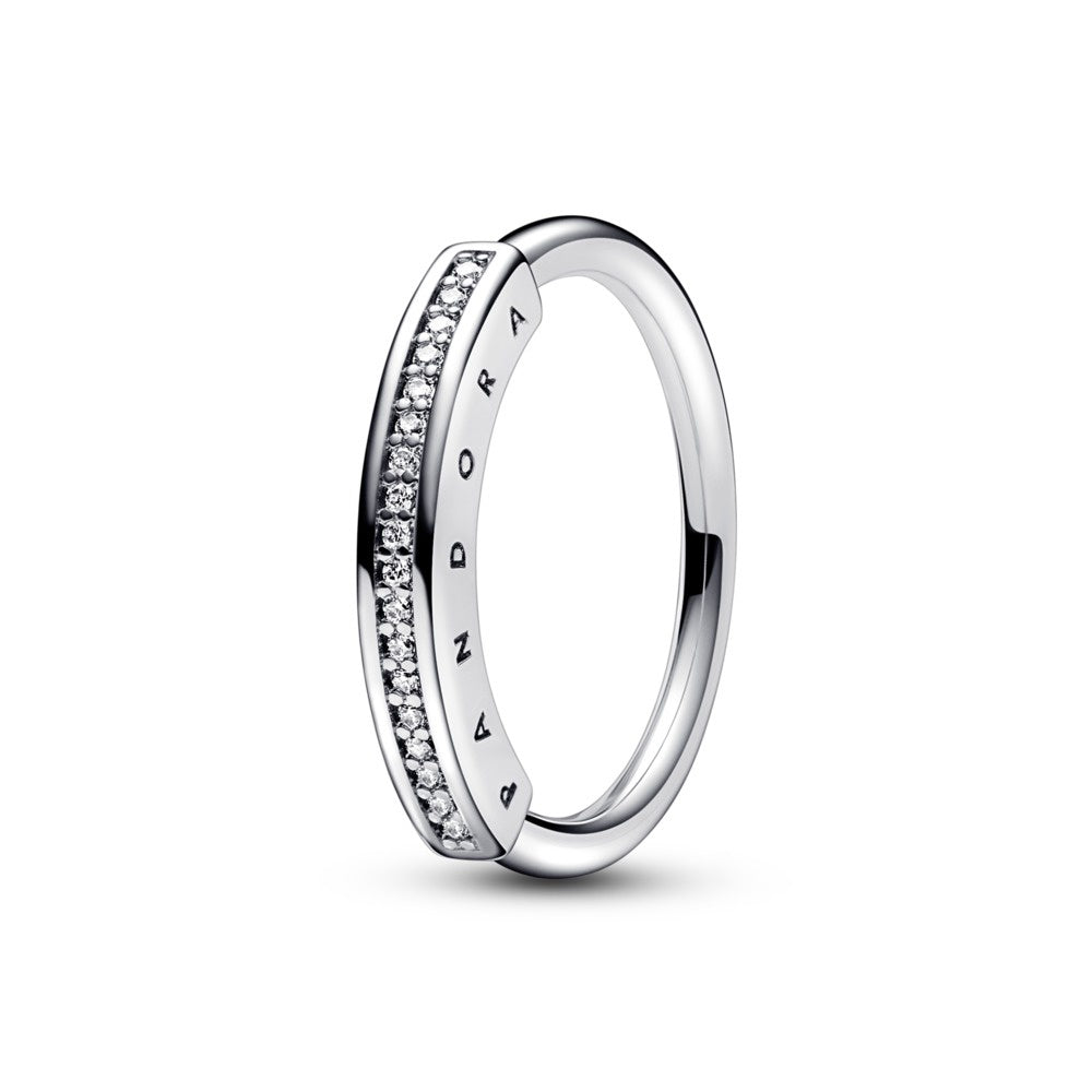 PANDORA Silver Logo Ring with CZ 192283C01