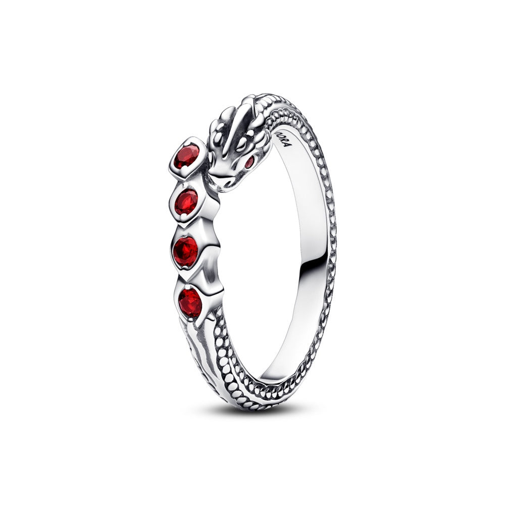 PANDORA Game of Thrones Dragon Sterling Silver Ring Red Crystal 192968C01