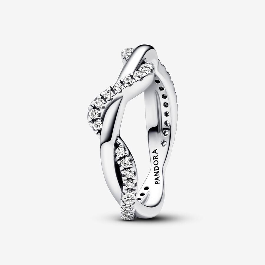 PANDORA Sparkling Intertwined Wave Ring 193098C01