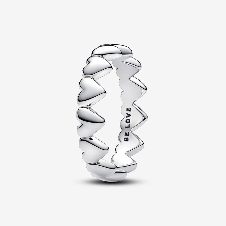 PANDORA Silver Row of Hearts Ring 193427C00