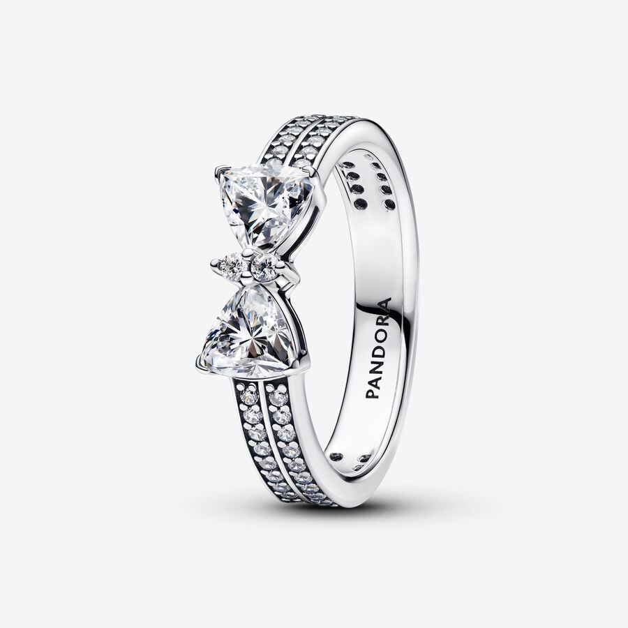 PANDORA Sparkling Bow Double-row Ring 193552C01