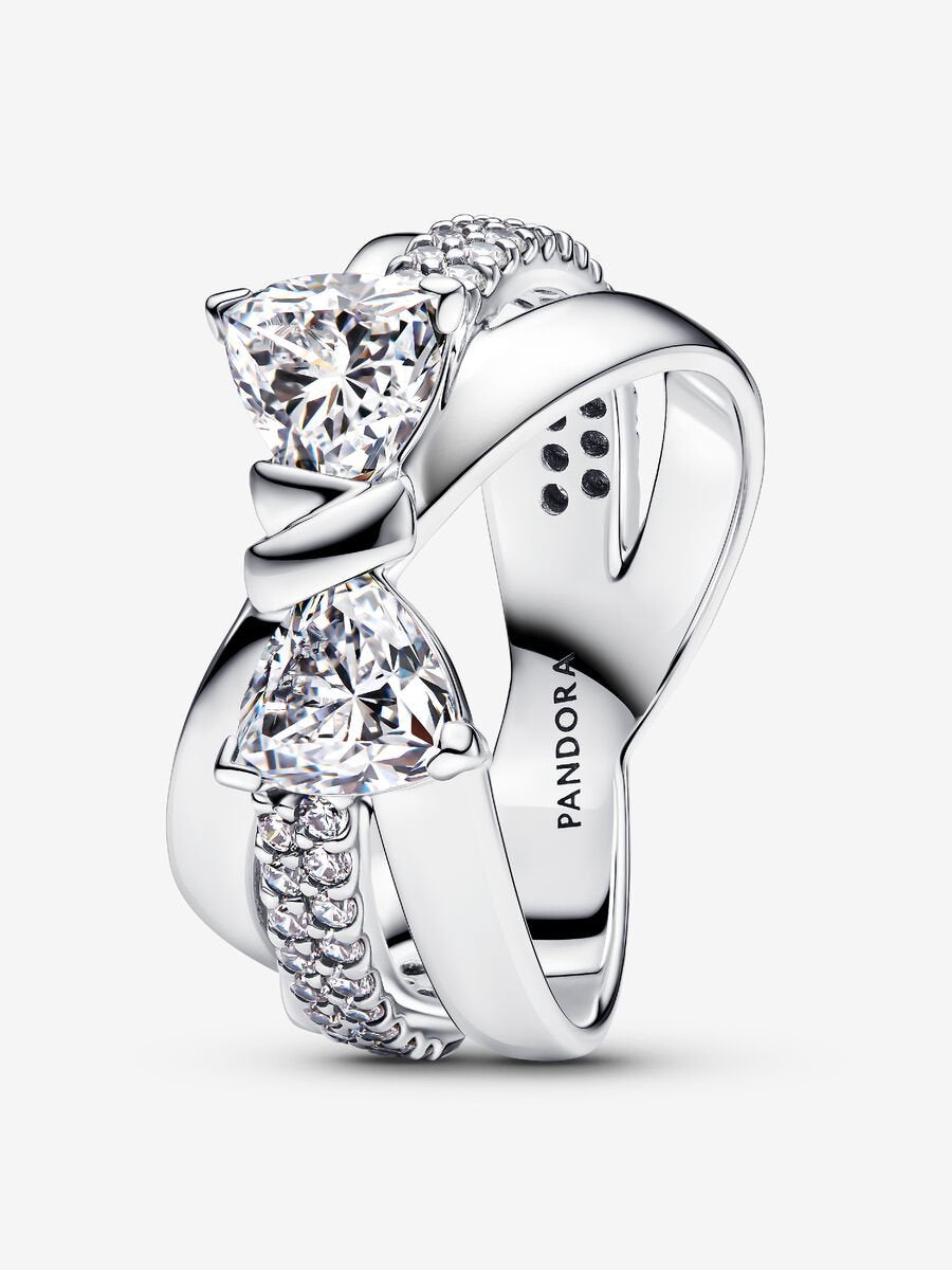 PANDORA Sparkling Bow Crossover Ring Silver 193553C01