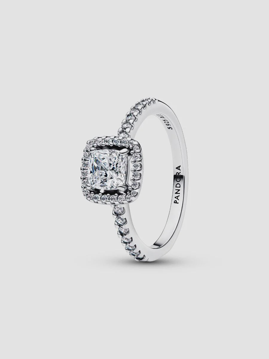 PANDORA Sparkling Square Halo Ring Sterling silver 193555C02