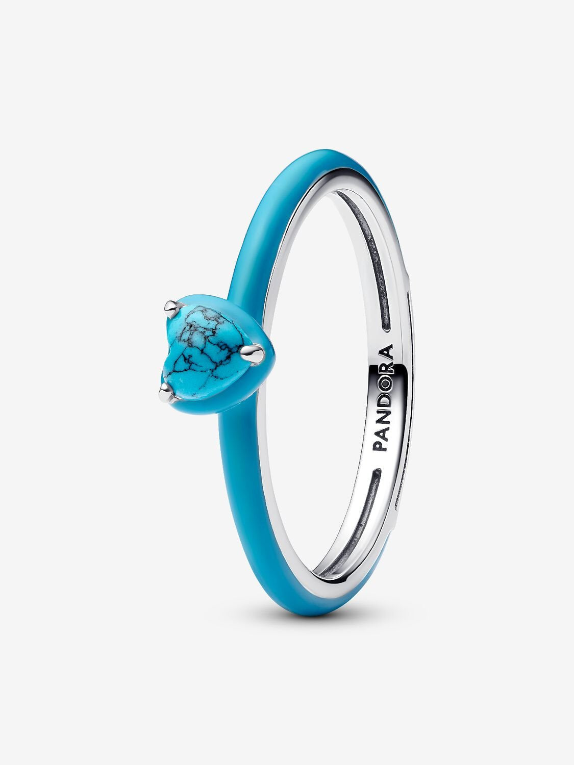 PANDORA Turquoise-coloured Heart Stone Ring silver 193828C01