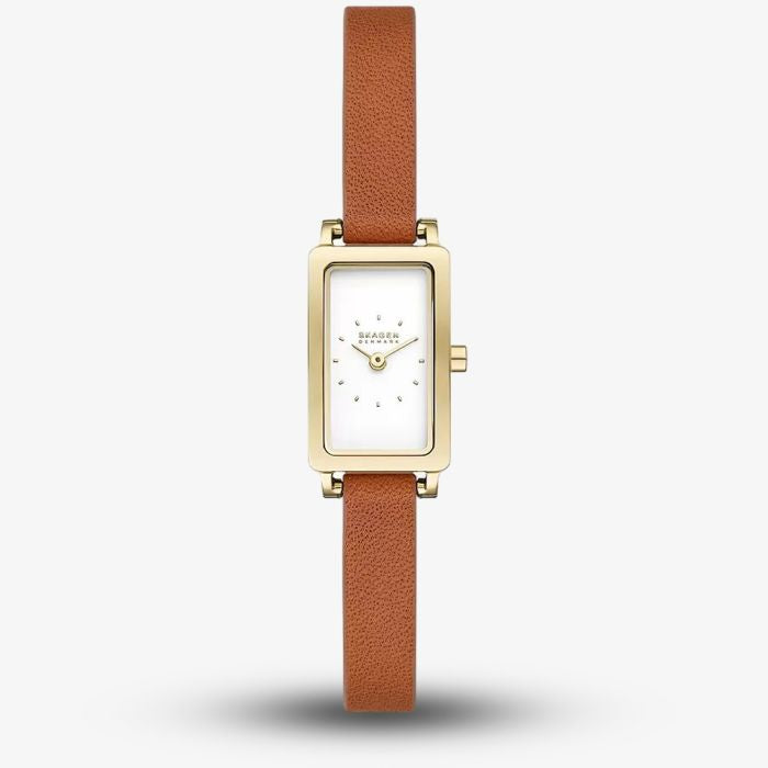 Skagen Ladies Hagen Micro Two-Hand Brown Leather Watch SKW3149