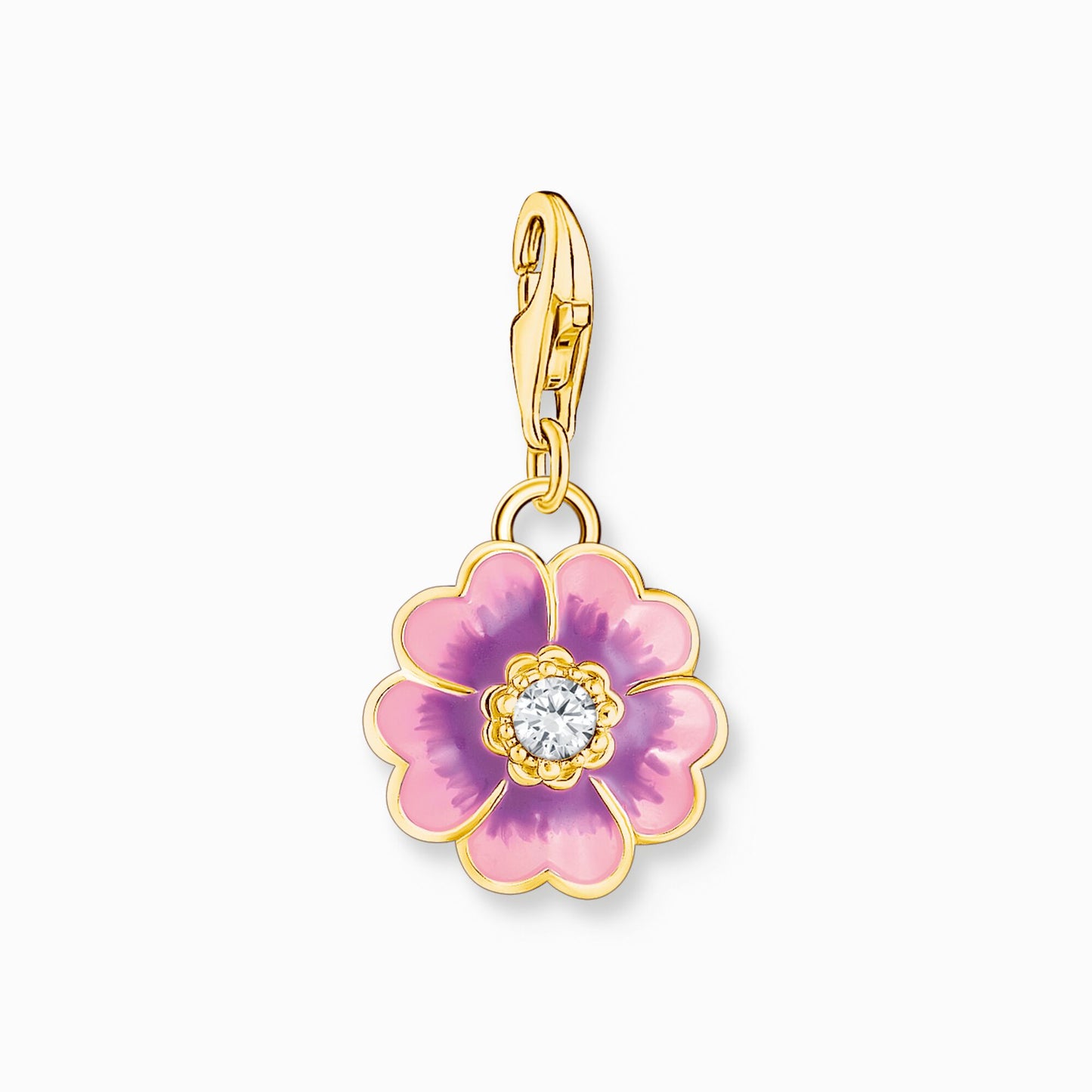 Thomas Sabo Gold Plated Charm Pendant with violet flower 2208-565-7