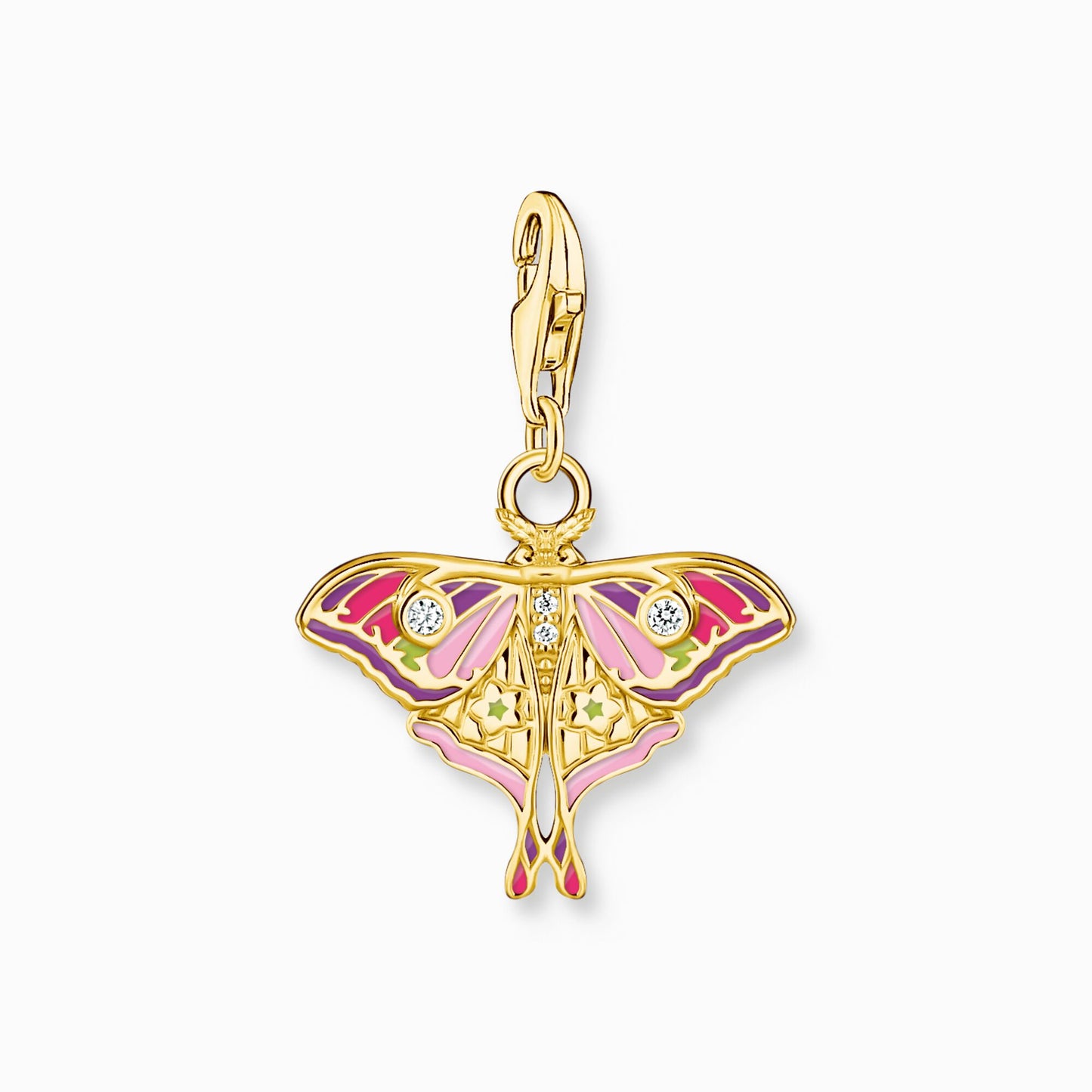 Thomas Sabo Gold Plated Charm Pendant in colourful moth design 2209-565-7