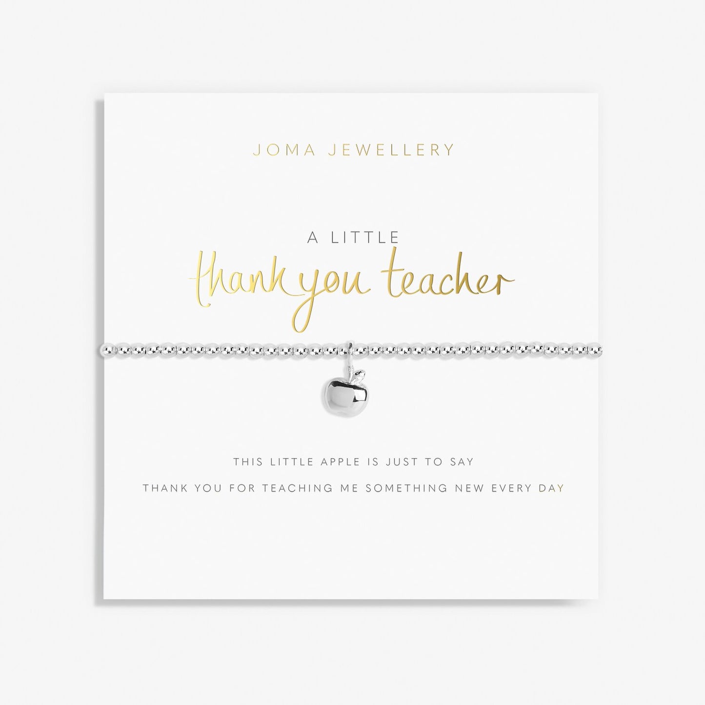 Joma A Little 'Thank You Teacher' Apple Bracelet in Silver Plating 2212