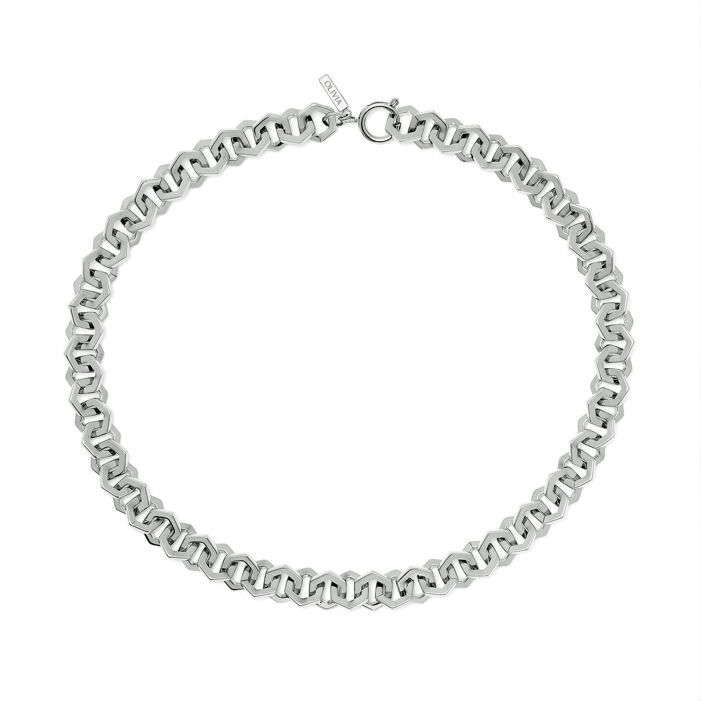 Olivia Burton Honeycomb Silver Link Necklace 24100088