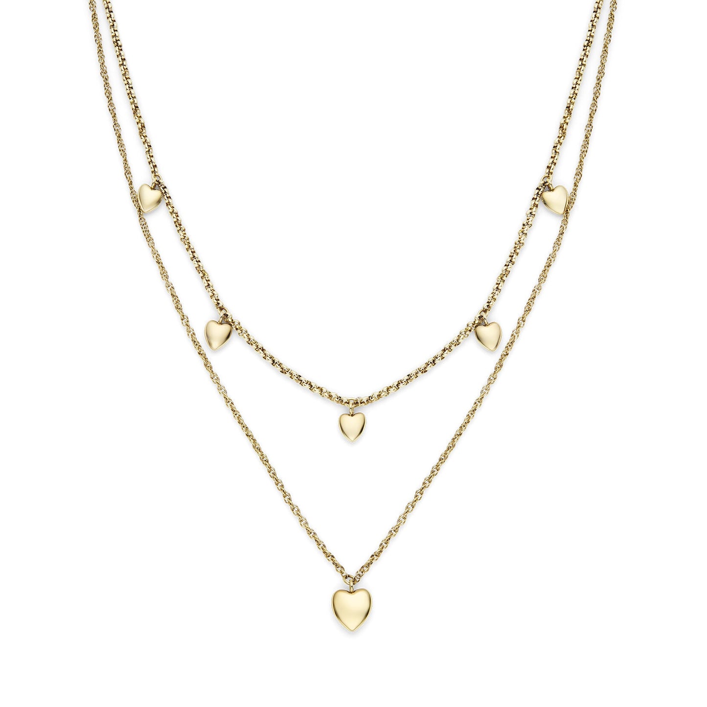 Olivia Burton Mini Heart Gold Plated Double Chain Necklace 24100457
