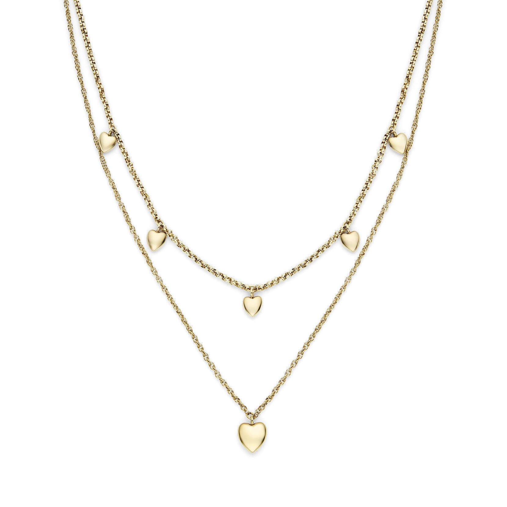 Olivia Burton Mini Heart Gold Plated Double Chain Necklace 24100457