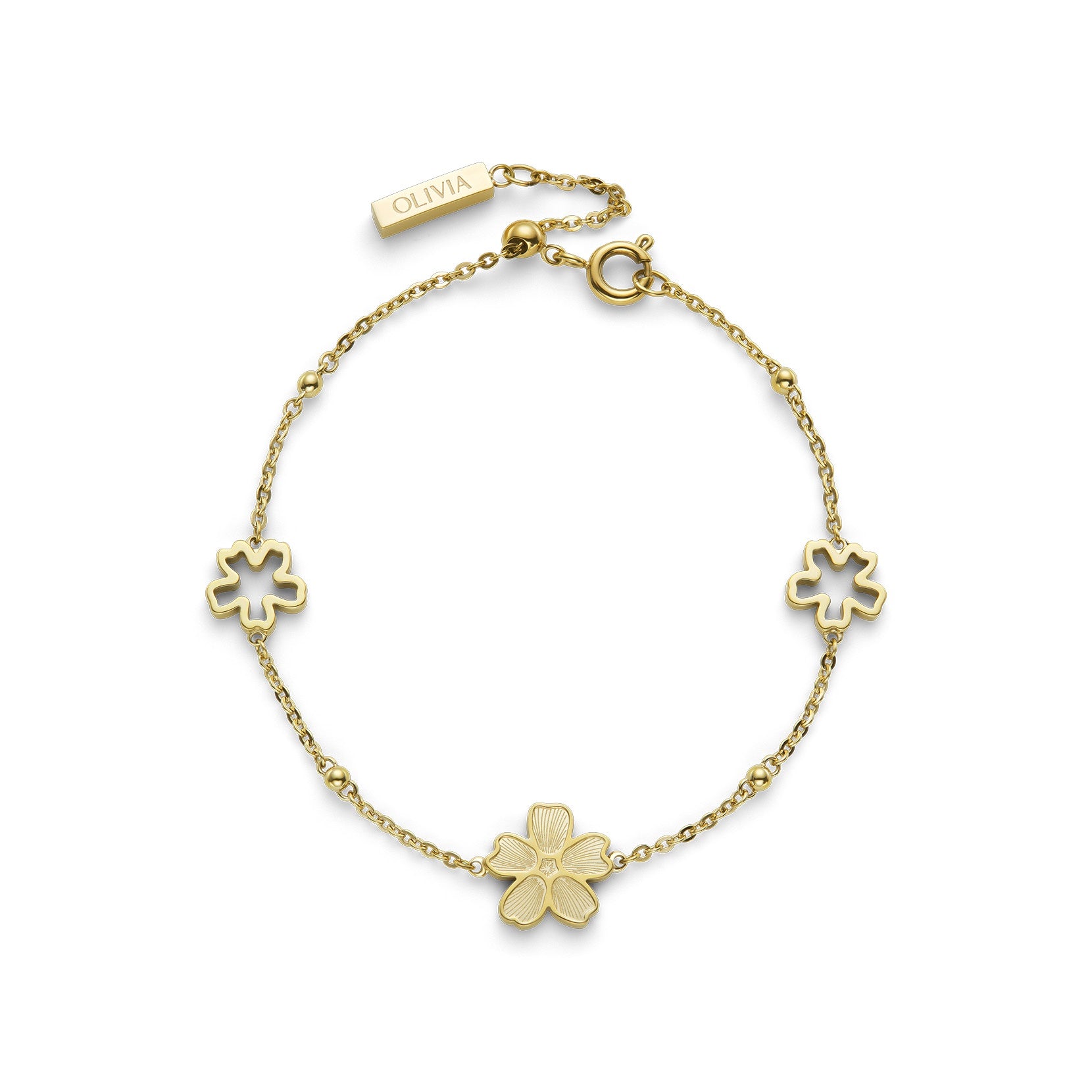 Olivia Burton Gold IP Forget Me Not Bracelet 24100544