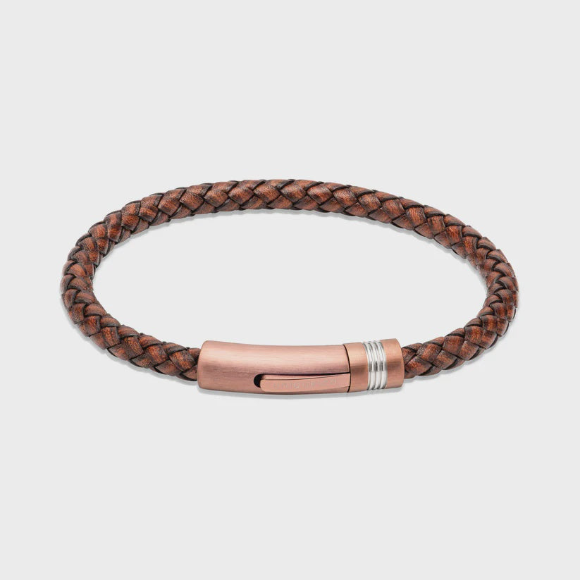Unique & Co Antibrown Leather Bracelet Bronze Clasp B502ADB