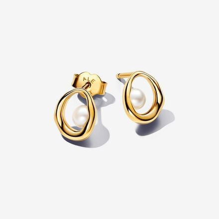PANDORA Essence Organically Shaped Oval & Treated Freshwater Cultured Pearl Stud Earrings 263295C01