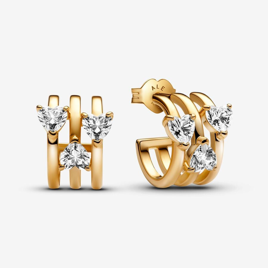 PANDORA Triple Heart Hoop Earrings 263656C01