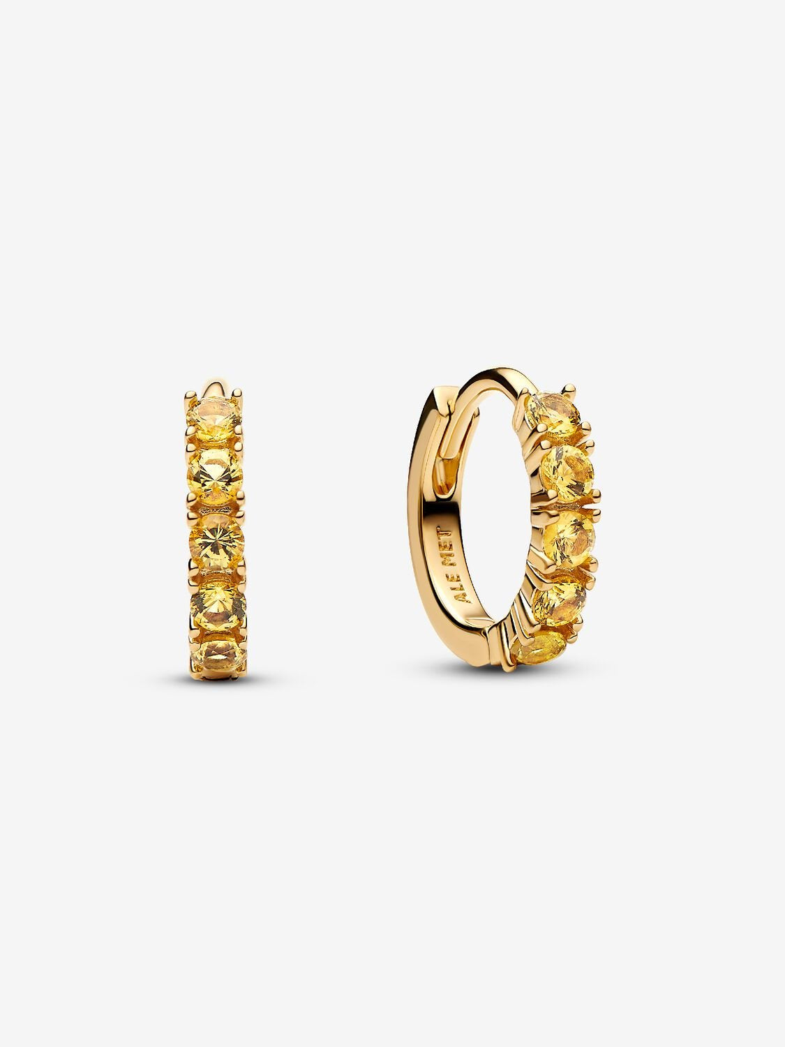 PANDORA Gold Plated Huggie Earrings with Yellow 263849C01