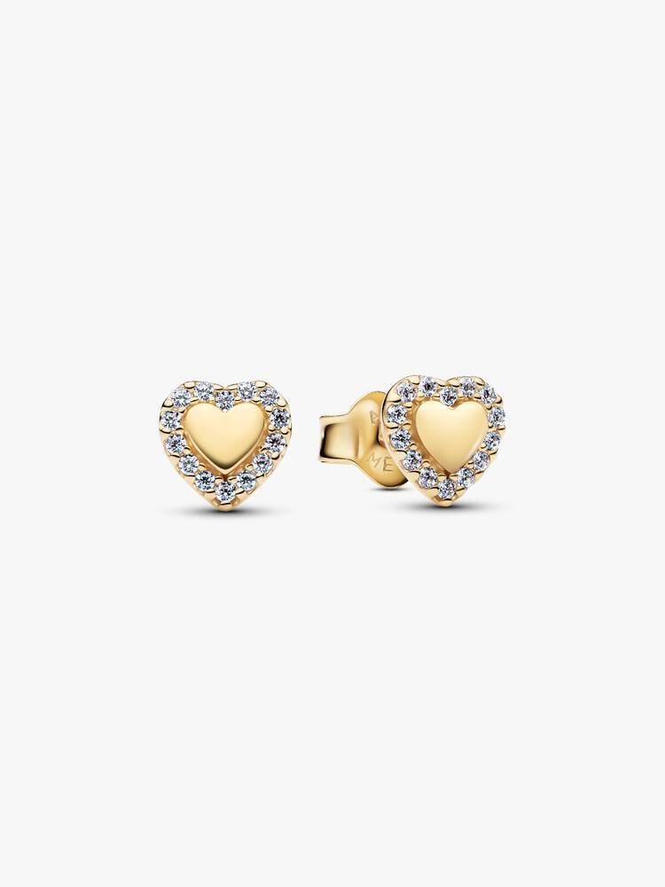 PANDORA Heart Halo Stud Earrings 14k gold plating 264363C01