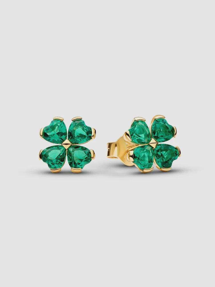 PANDORA Green Lucky Clover Stud Earrings 264500C01